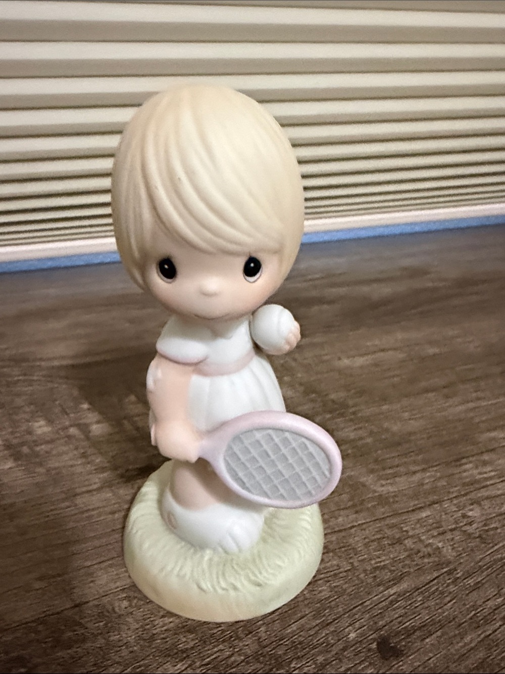 Precious Moments Cream and Pink Tennis Player Figurine
